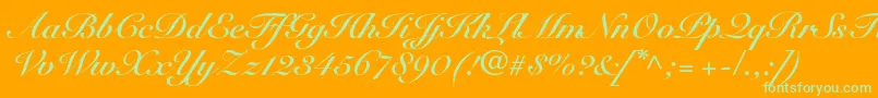 SnellroundhandltstdBdscr Font – Green Fonts on Orange Background