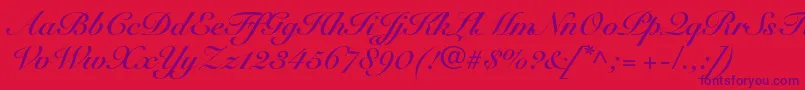 SnellroundhandltstdBdscr Font – Purple Fonts on Red Background