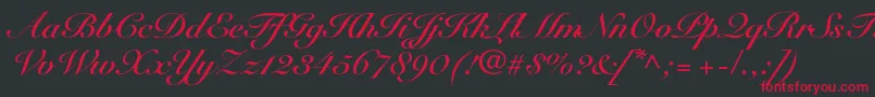 フォントSnellroundhandltstdBdscr – 黒い背景に赤い文字