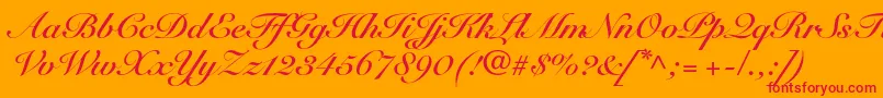 SnellroundhandltstdBdscr-Schriftart – Rote Schriften auf orangefarbenem Hintergrund