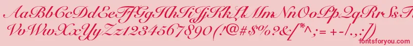 フォントSnellroundhandltstdBdscr – ピンクの背景に赤い文字