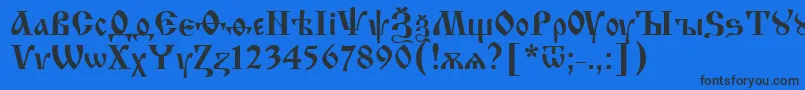 Шрифт IzhitsaNormal2 – чёрные шрифты на синем фоне