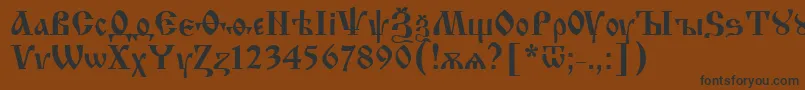 IzhitsaNormal2-fontti – mustat fontit ruskealla taustalla