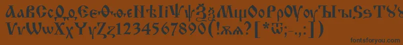 Czcionka IzhitsaNormal2 – czarne czcionki na brązowym tle