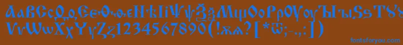 Шрифт IzhitsaNormal2 – синие шрифты на коричневом фоне