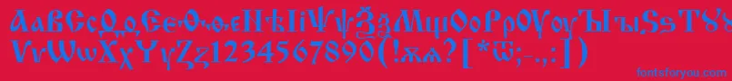 IzhitsaNormal2 Font – Blue Fonts on Red Background