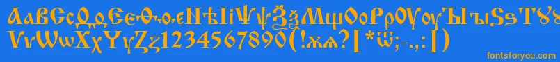 Шрифт IzhitsaNormal2 – оранжевые шрифты на синем фоне