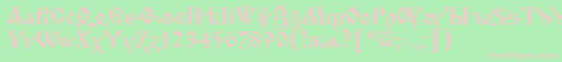 IzhitsaNormal2-fontti – vaaleanpunaiset fontit vihreällä taustalla