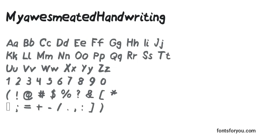 Шрифт MyawesmeatedHandwriting – алфавит, цифры, специальные символы