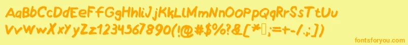 MyawesmeatedHandwriting Font – Orange Fonts on Yellow Background