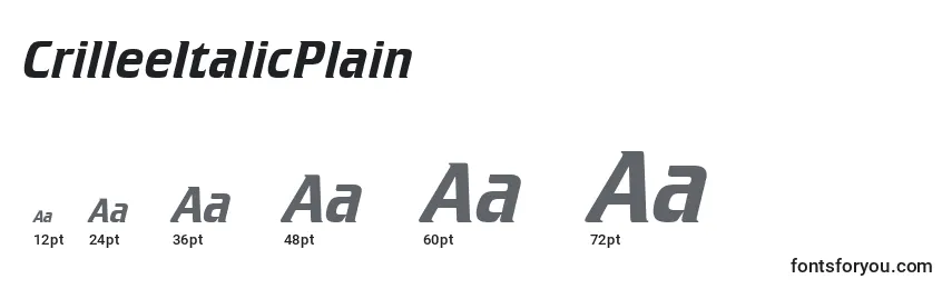 Размеры шрифта CrilleeItalicPlain