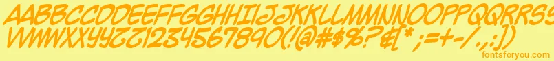 MightyZeoCapsBold Font – Orange Fonts on Yellow Background