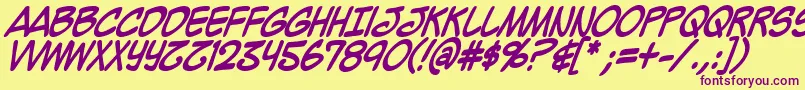 MightyZeoCapsBold Font – Purple Fonts on Yellow Background