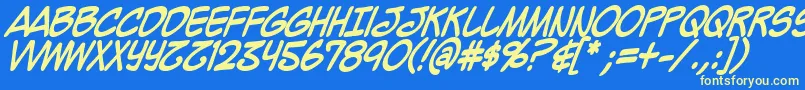 MightyZeoCapsBold Font – Yellow Fonts on Blue Background