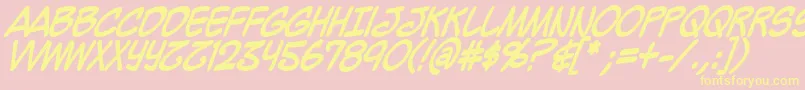 MightyZeoCapsBold-Schriftart – Gelbe Schriften auf rosa Hintergrund