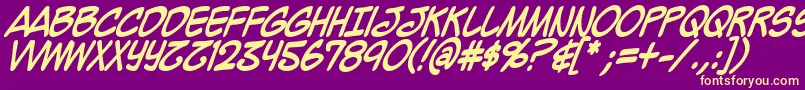 MightyZeoCapsBold Font – Yellow Fonts on Purple Background