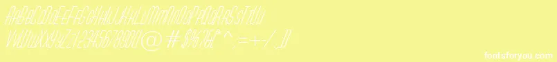 Шрифт HuxleycapsItalic – белые шрифты на жёлтом фоне