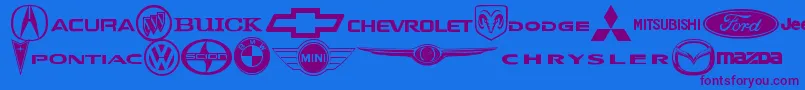 AutoMotive-Schriftart – Violette Schriften auf blauem Hintergrund