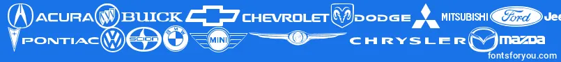 AutoMotive-Schriftart – Weiße Schriften auf blauem Hintergrund