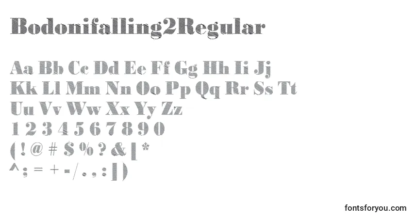 Czcionka Bodonifalling2Regular – alfabet, cyfry, specjalne znaki