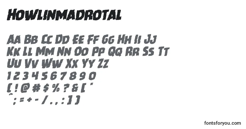 Howlinmadrotal-fontti – aakkoset, numerot, erikoismerkit