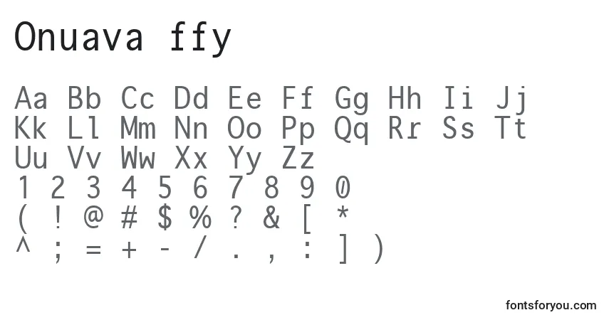 A fonte Onuava ffy – alfabeto, números, caracteres especiais