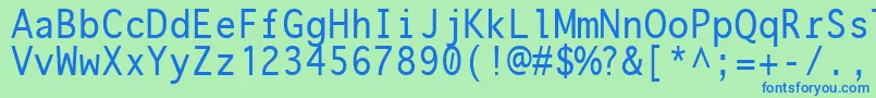 フォントOnuava ffy – 青い文字は緑の背景です。