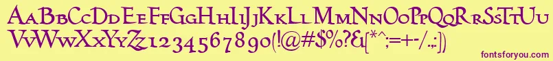 HumanaSmallcaps Font – Purple Fonts on Yellow Background