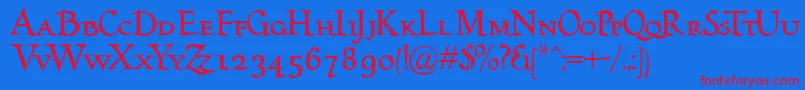 HumanaSmallcaps Font – Red Fonts on Blue Background