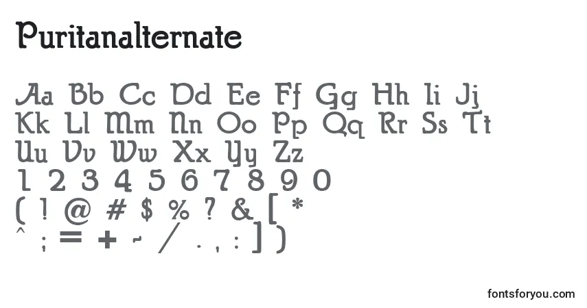 Schriftart Puritanalternate – Alphabet, Zahlen, spezielle Symbole