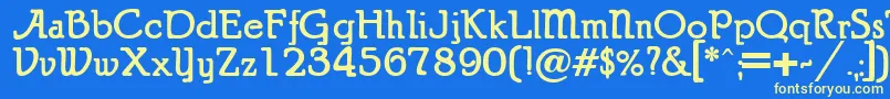 Puritanalternate-Schriftart – Gelbe Schriften auf blauem Hintergrund