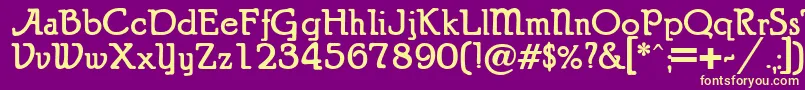 Puritanalternate-Schriftart – Gelbe Schriften auf violettem Hintergrund