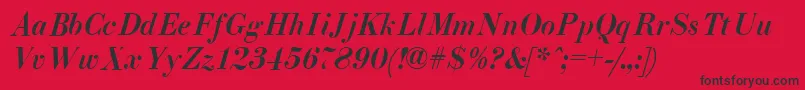 Fonte EliziiA.ZPsMediumItalic – fontes pretas em um fundo vermelho