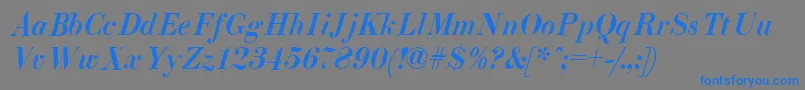 EliziiA.ZPsMediumItalic-Schriftart – Blaue Schriften auf grauem Hintergrund