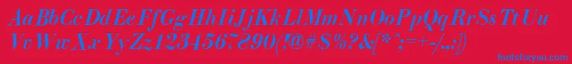 EliziiA.ZPsMediumItalic Font – Blue Fonts on Red Background