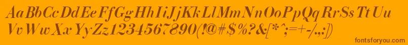 EliziiA.ZPsMediumItalic-Schriftart – Braune Schriften auf orangefarbenem Hintergrund