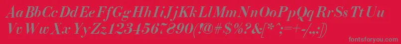 More about EliziiA.ZPsMediumItalic Font EliziiA.ZPsMediumItalic Font – Gray Fonts on Red Background