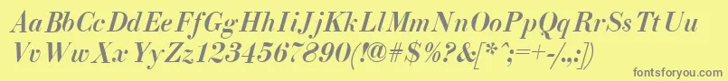 フォントEliziiA.ZPsMediumItalic – 黄色の背景に灰色の文字