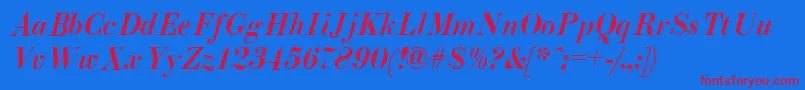 EliziiA.ZPsMediumItalic Font – Red Fonts on Blue Background