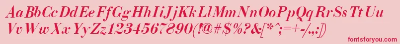フォントEliziiA.ZPsMediumItalic – ピンクの背景に赤い文字
