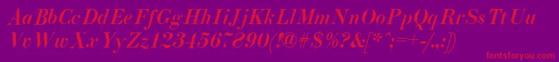 Czcionka EliziiA.ZPsMediumItalic – czerwone czcionki na fioletowym tle