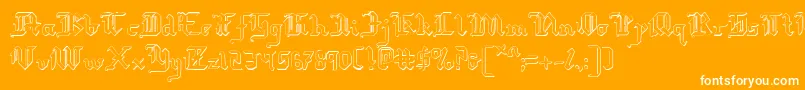 Redcoats-Schriftart – Weiße Schriften auf orangefarbenem Hintergrund