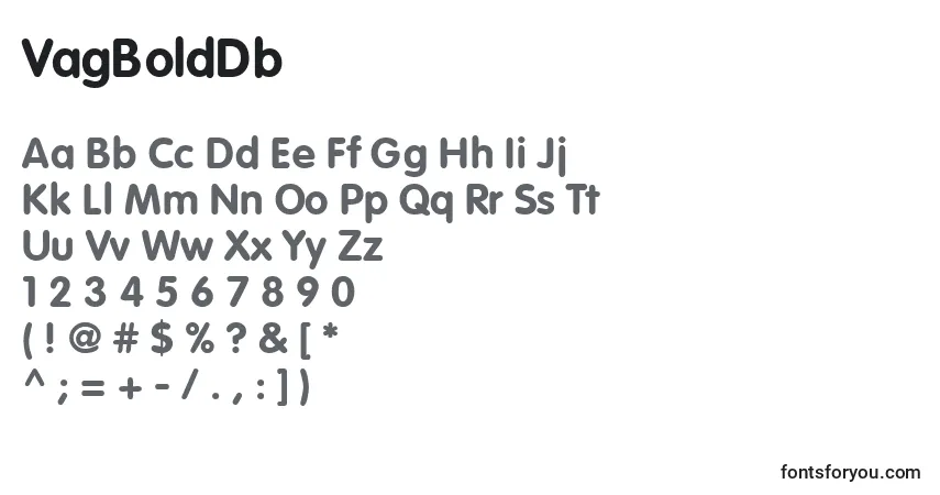 A fonte VagBoldDb – alfabeto, números, caracteres especiais