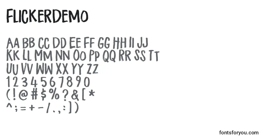 Schriftart FlickerDemo – Alphabet, Zahlen, spezielle Symbole