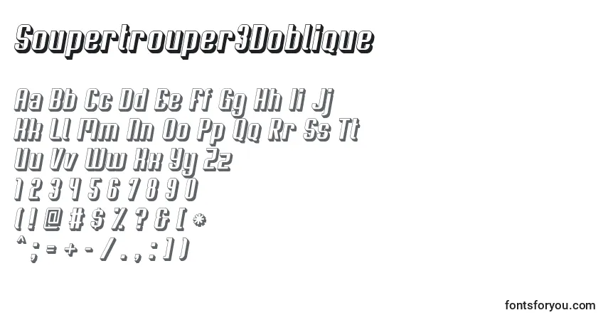 Soupertrouper3Dobliqueフォント–アルファベット、数字、特殊文字