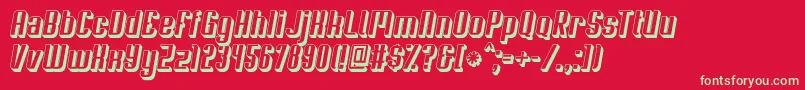 Soupertrouper3Doblique-Schriftart – Grüne Schriften auf rotem Hintergrund