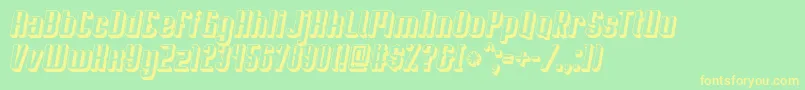 Soupertrouper3Doblique-Schriftart – Gelbe Schriften auf grünem Hintergrund