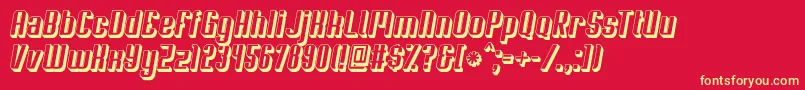 Soupertrouper3Doblique-Schriftart – Gelbe Schriften auf rotem Hintergrund