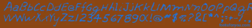 ThrashrRegularフォントについての詳細 フォントThrashrRegular – 茶色の背景に青い文字