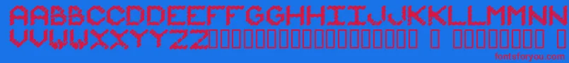 IAmMonotonous1-Schriftart – Rote Schriften auf blauem Hintergrund